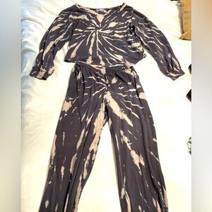 Lalavon grey tie dye  lounge wear  size small